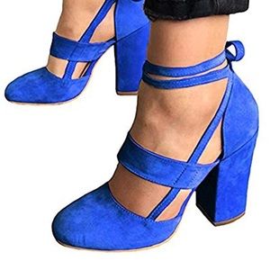 blue chunky heel